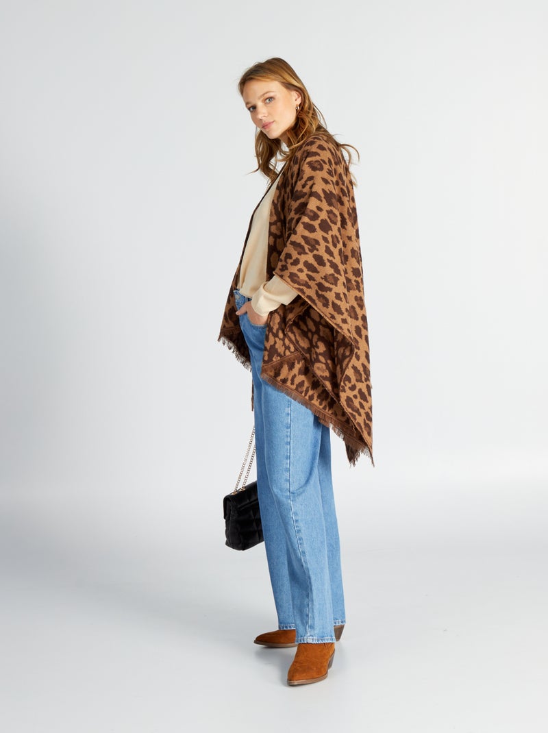 Poncho con estampado de 'leopardo' MARRON - Kiabi