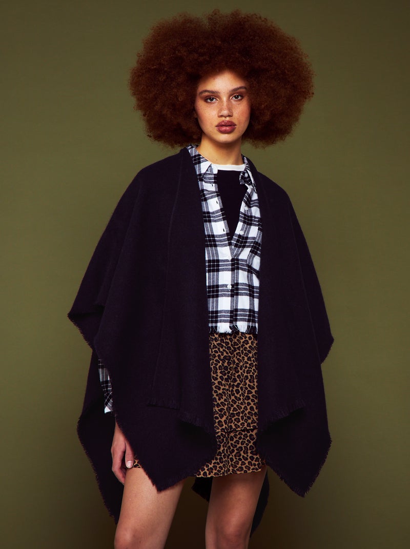Poncho con estampado de 'leopardo' NEGRO - Kiabi