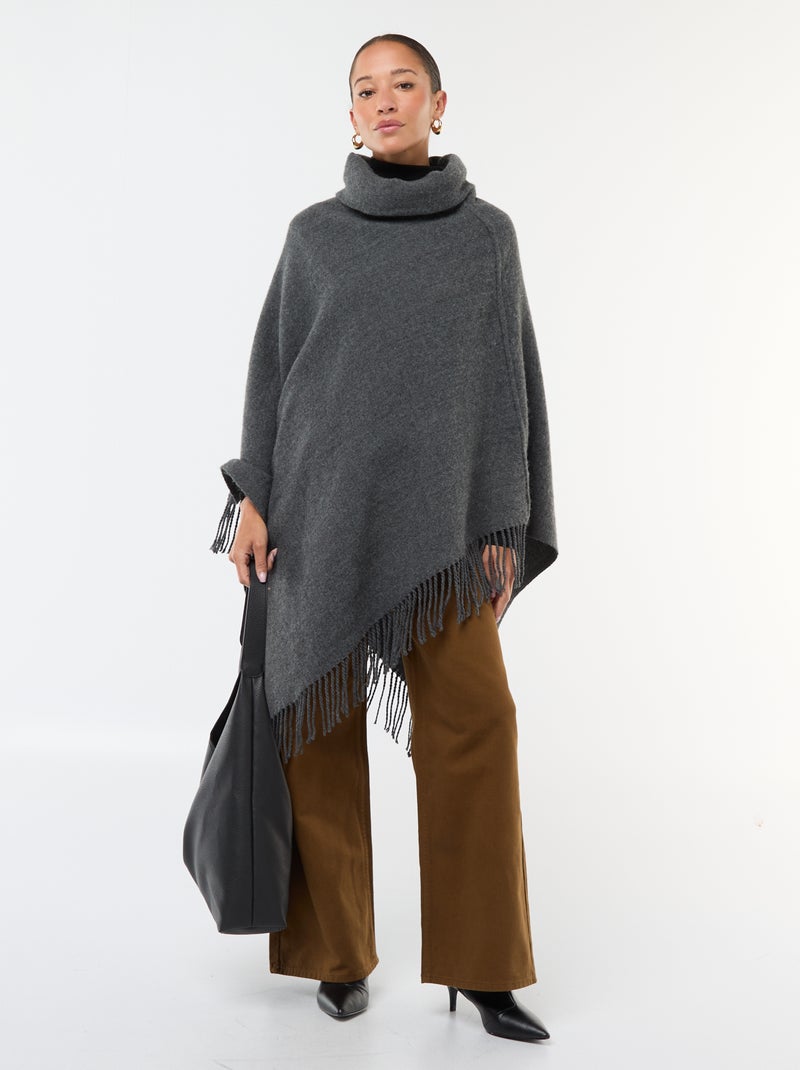Poncho con flecos 'Vero Moda' Gris - Kiabi