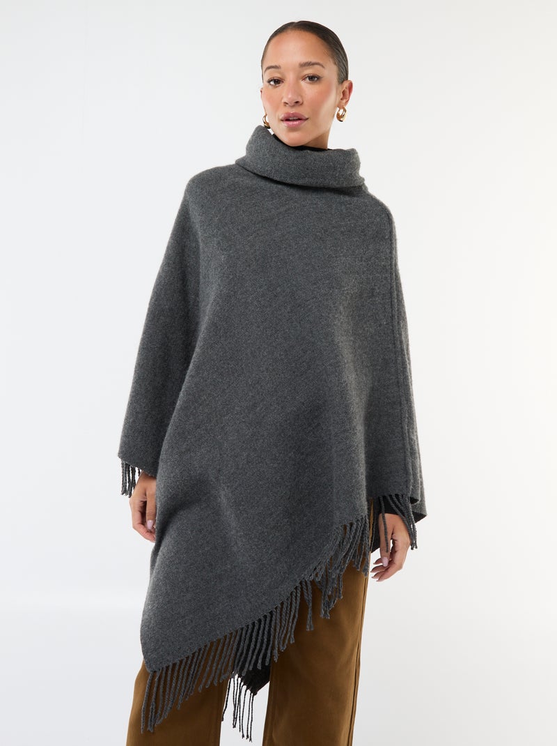 Poncho con flecos 'Vero Moda' Gris - Kiabi