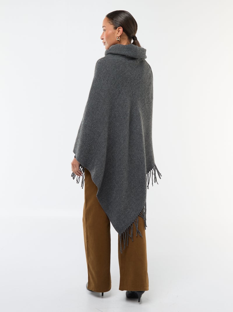 Poncho con flecos 'Vero Moda' Gris - Kiabi