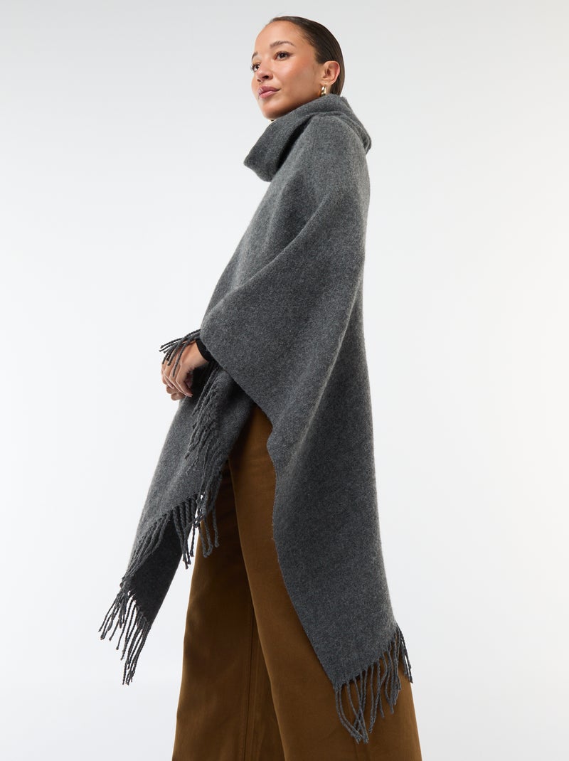 Poncho con flecos 'Vero Moda' Gris - Kiabi