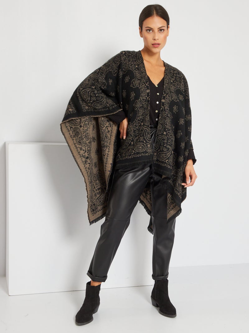 Poncho con pequeños flecos BEIGE - Kiabi