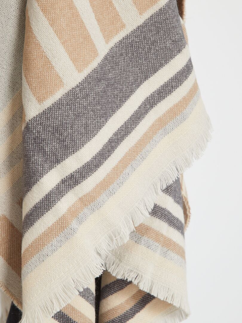 Poncho con pequeños flecos GRIS - Kiabi
