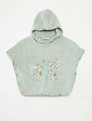 Poncho de baño con bordados y bolsillo de canguro