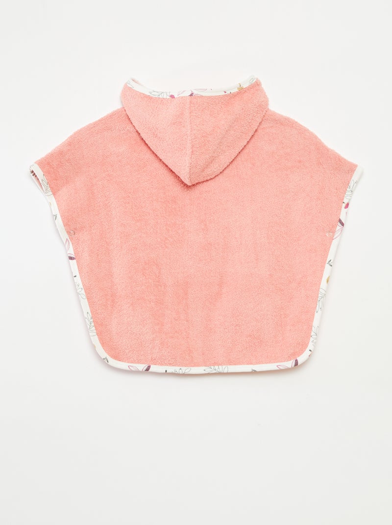 Poncho de baño con bordados y bolsillos de canguro Beige - Kiabi