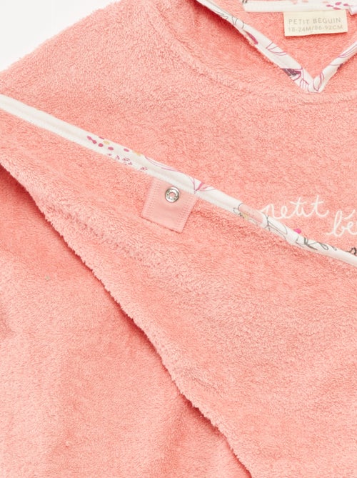 Poncho de baño con bordados y bolsillos de canguro - Kiabi