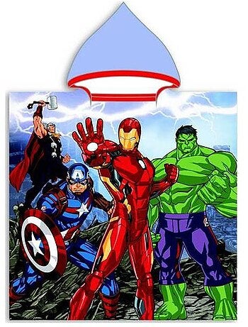 Poncho de baño con capucha avengers jarvis 55x110 cm - microfibra
