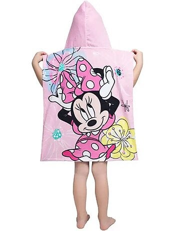 Poncho de baño con capucha minnie 50x115 cm - toalla de algodón