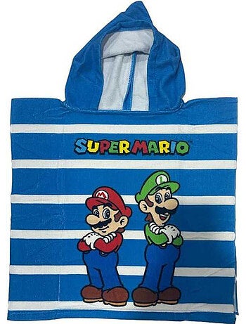 Poncho de baño con capucha super mario y luigi 50x100 cm - microfibra