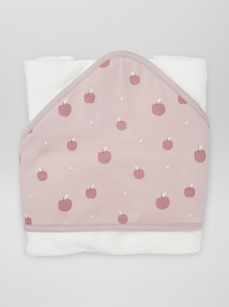 Poncho de baño de rizo con capucha estampado ROSA - Kiabi