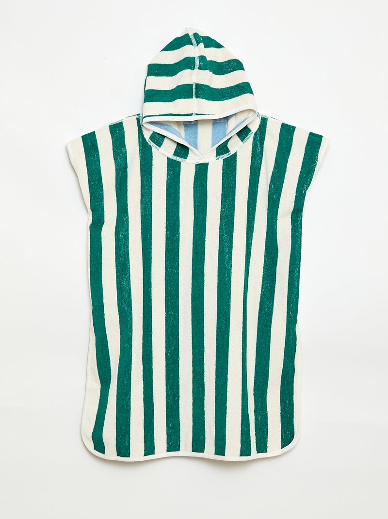 Poncho de baño de rizo reversible Azul - Kiabi