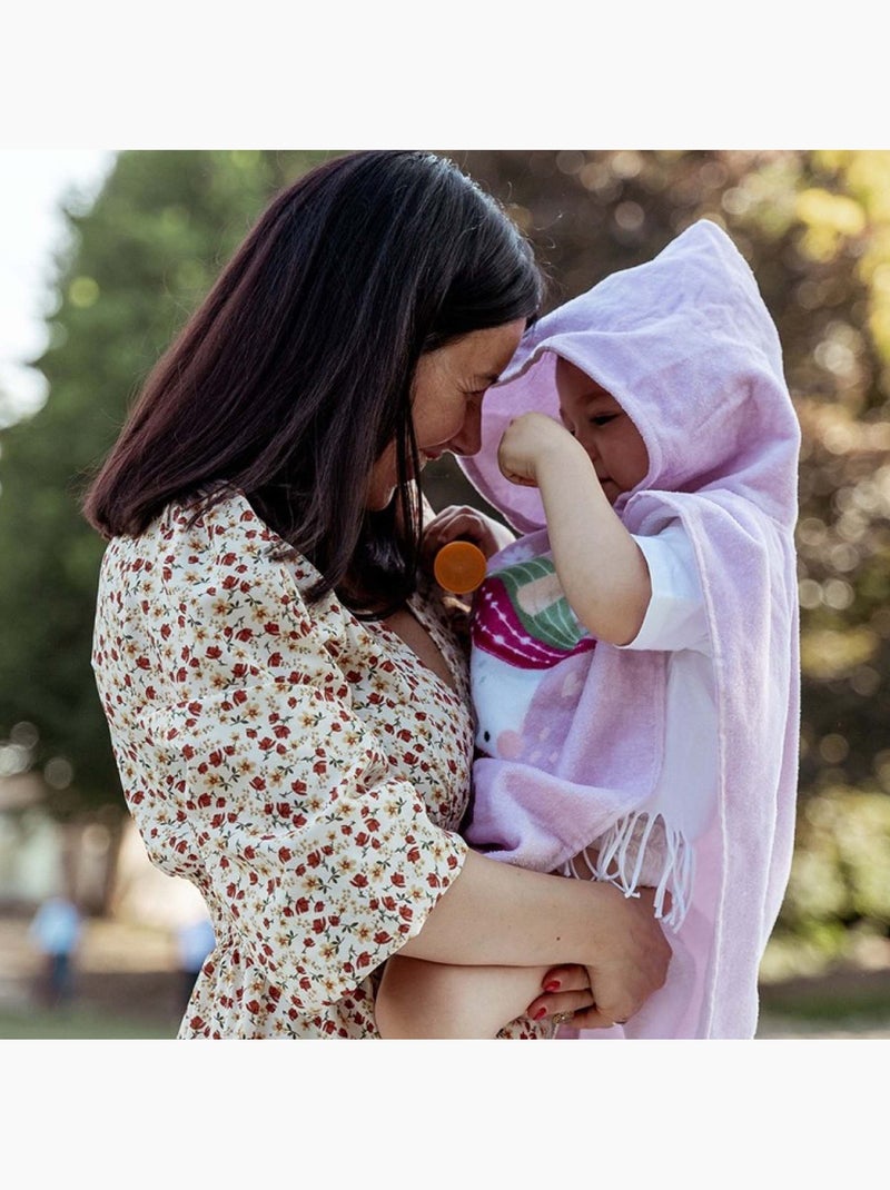 Poncho de baño infantil con capucha de algodón | sassi junior Rosa - Kiabi