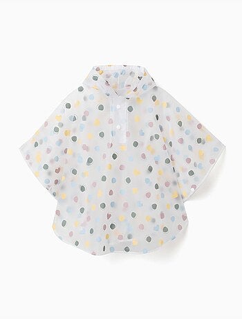 Poncho de lluvia con capucha y estampado de lunares