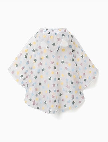 Poncho de lluvia con capucha y estampado de lunares