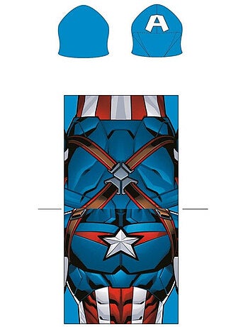 Poncho de Playa Captain America Marvel 55x110cm – Capucha Logo A – 100% Poliéster – Licencia Oficial