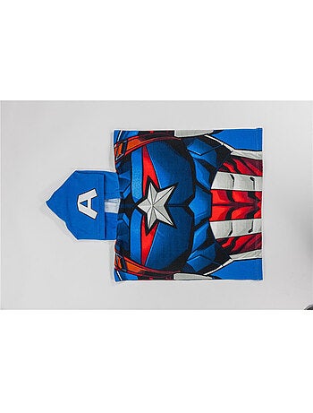 Poncho de Playa Captain America Marvel 55x110cm – Capucha Logo A – 100% Poliéster – Licencia Oficial