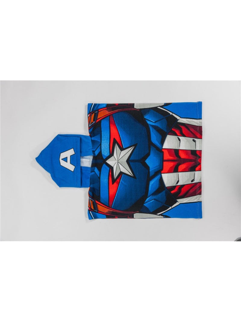 Poncho de Playa Captain America Marvel 55x110cm – Capucha Logo A – 100% Poliéster – Licencia Oficial Negro Azul - Kiabi