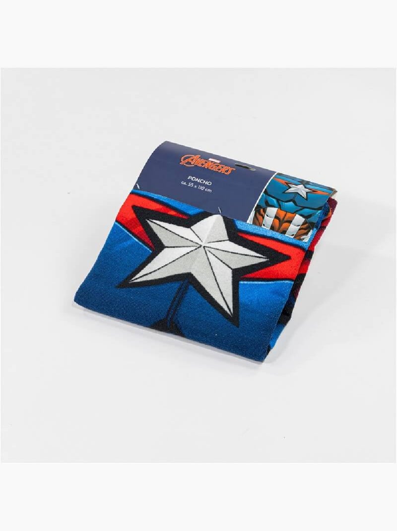 Poncho de Playa Captain America Marvel 55x110cm – Capucha Logo A – 100% Poliéster – Licencia Oficial Negro Azul - Kiabi