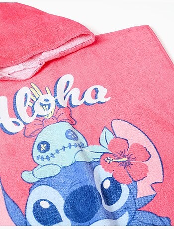 Poncho de playa de algodón con capucha y estampado de Stitch
