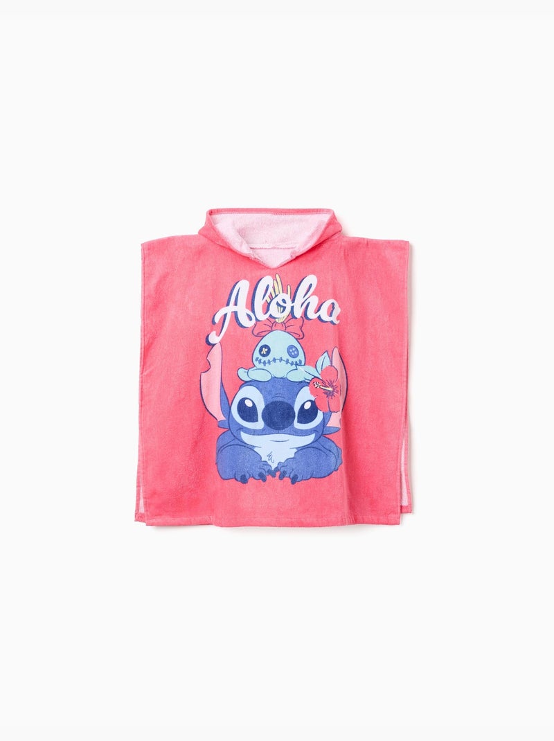 Poncho de playa de algodón con capucha y estampado de Stitch Rosa - Kiabi