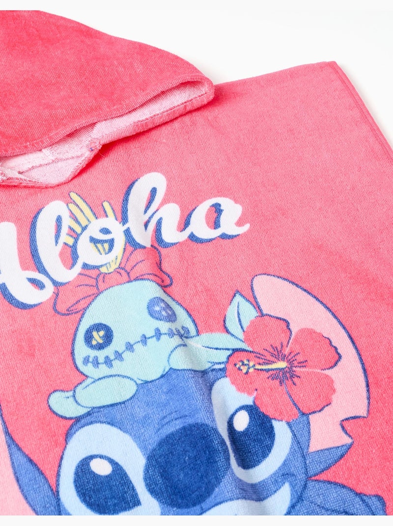 Poncho de playa de algodón con capucha y estampado de Stitch Rosa - Kiabi