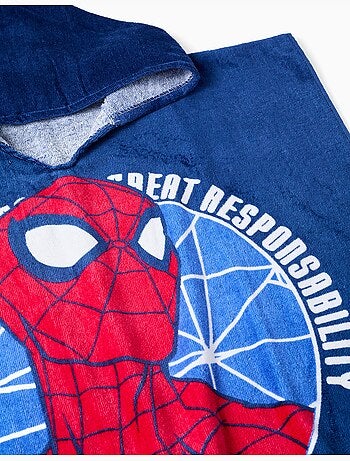 Poncho de playa de algodón con capucha y spider-man