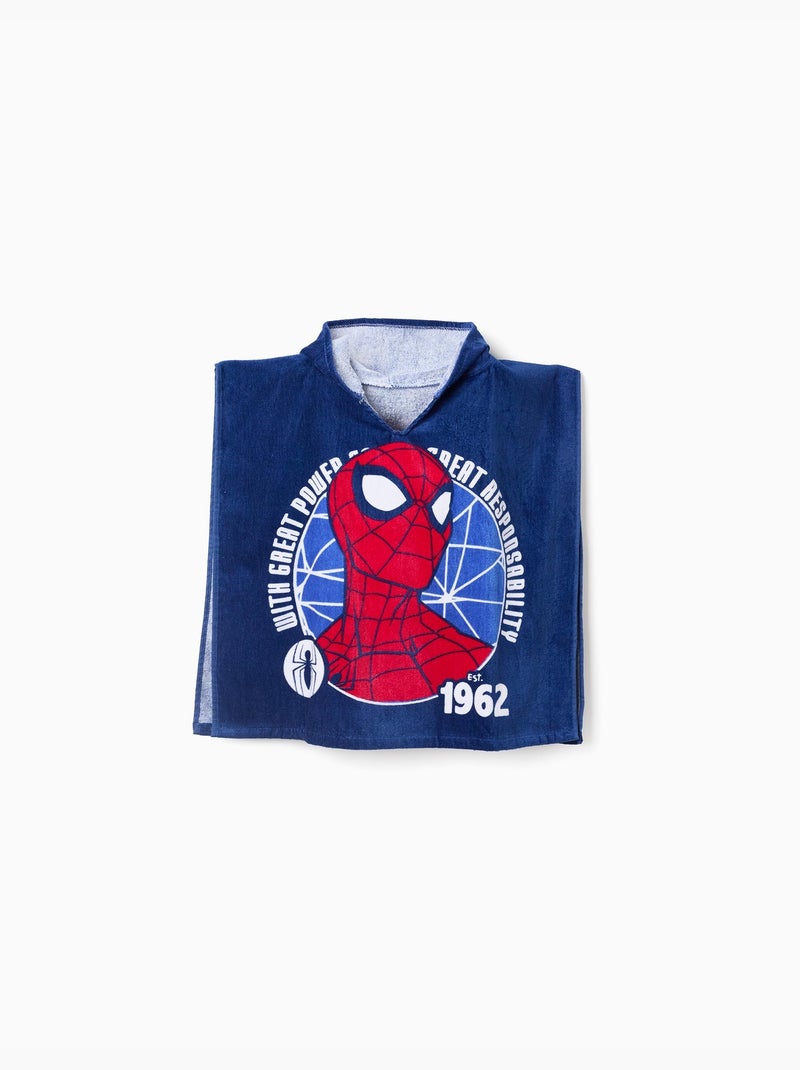 Poncho de playa de algodón con capucha y spider-man Azul oscuro - Kiabi