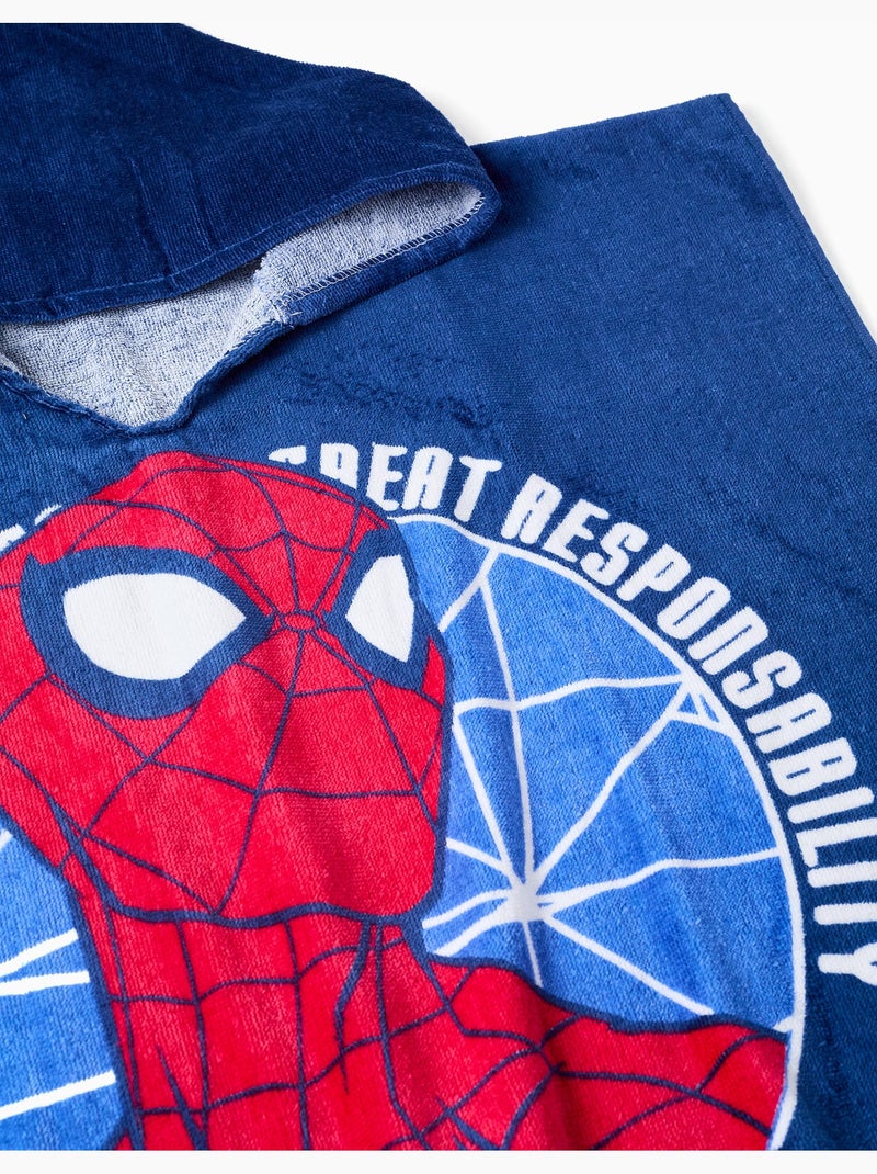 Poncho de playa de algodón con capucha y spider-man Azul oscuro - Kiabi