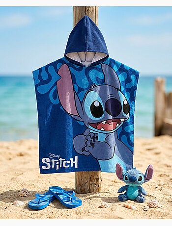 Poncho de Playa Disney Stitch 55x110cm – Close-Up Azul Marino – Capucha – 100% Poliéster – Licencia