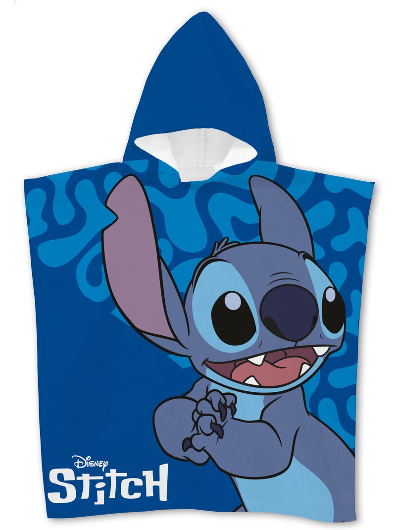 Poncho de Playa Disney Stitch 55x110cm – Close-Up Azul Marino – Capucha – 100% Poliéster – Licencia Negro Azul - Kiabi