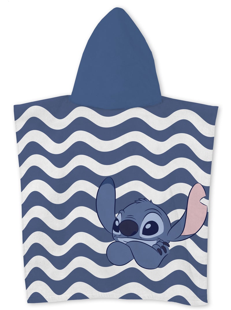 Poncho de Playa Disney Stitch 55x110cm – Surf Olas Azul – Capucha – 100% Poliéster – Licencia Oficia Negro Azul - Kiabi