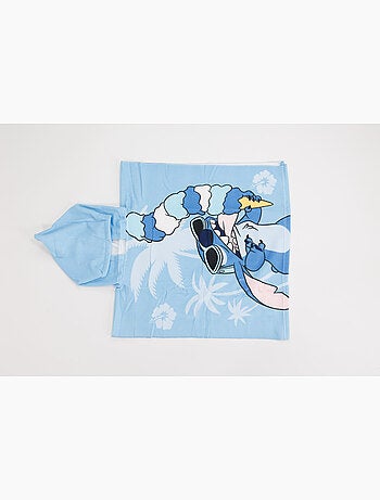 Poncho de Playa Disney Stitch Helado 55x110cm – Azul Cielo Hibisco – Capucha – 100% Poliéster – Lice