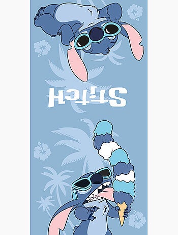 Poncho de Playa Disney Stitch Helado 55x110cm – Azul Cielo Hibisco – Capucha – 100% Poliéster – Lice