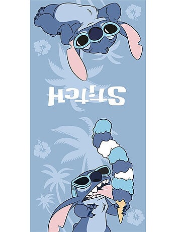 Poncho de Playa Disney Stitch Helado 55x110cm – Azul Cielo Hibisco – Capucha – 100% Poliéster – Lice