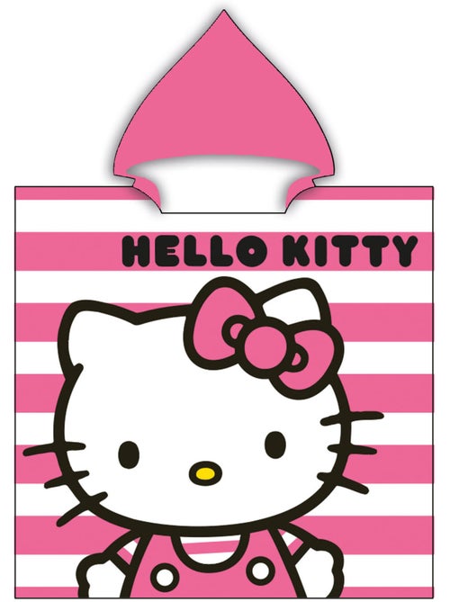 Poncho de Playa Hello Kitty 60x120cm – Rayas Rosa Blanco – Capucha Puntiaguda – 100% Poliéster – Lic - Kiabi Poncho de Playa Hello Kitty 60x120cm – Rayas Rosa Blanco – Capucha Puntiaguda – 100% Poliéster – Lic - Kiabi