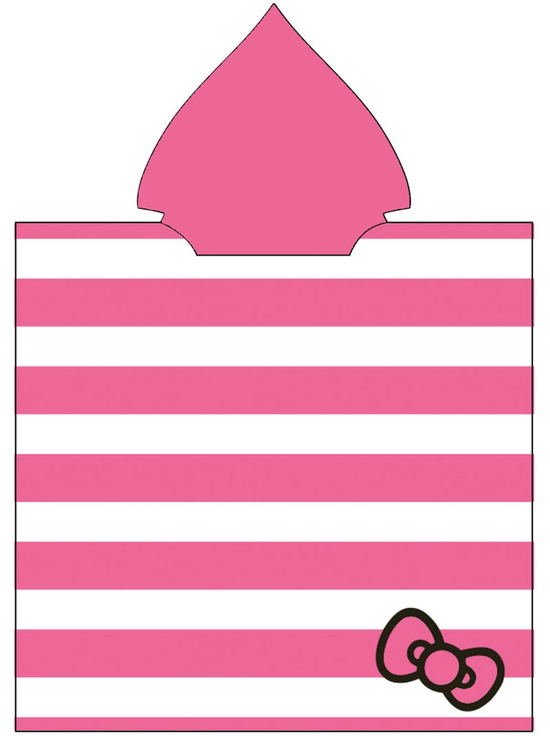 Poncho de Playa Hello Kitty 60x120cm – Rayas Rosa Blanco – Capucha Puntiaguda – 100% Poliéster – Lic Beige/Rosa - Kiabi