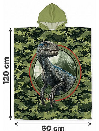 Poncho de Playa Jurassic World 60x120cm – Capucha – 100% Algodón – Licencia Oficial