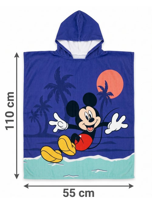 Poncho de Playa Mickey Mouse Disney 55x110cm – Capucha con Orejas – 100% Poliéster – Licencia Oficia - Kiabi Poncho de Playa Mickey Mouse Disney 55x110cm – Capucha con Orejas – 100% Poliéster – Licencia Oficia - Kiabi