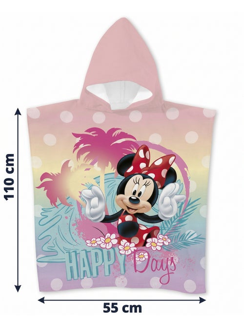 Poncho de Playa Minnie Mouse Happy Days 55x110cm – Pastel Rosa – Capucha – 100% Poliéster – Licencia - Kiabi Poncho de Playa Minnie Mouse Happy Days 55x110cm – Pastel Rosa – Capucha – 100% Poliéster – Licencia - Kiabi