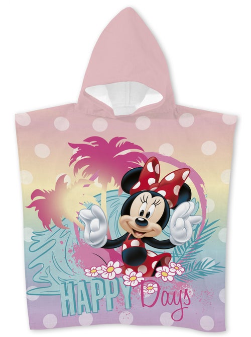 Poncho de Playa Minnie Mouse Happy Days 55x110cm – Pastel Rosa – Capucha – 100% Poliéster – Licencia - Kiabi Poncho de Playa Minnie Mouse Happy Days 55x110cm – Pastel Rosa – Capucha – 100% Poliéster – Licencia - Kiabi