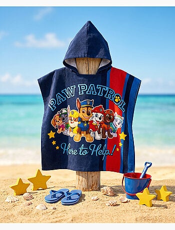 Poncho de Playa PAW Patrol 50x110cm – Equipo Completo Here to Help – Capucha – 100% Poliéster – Lice