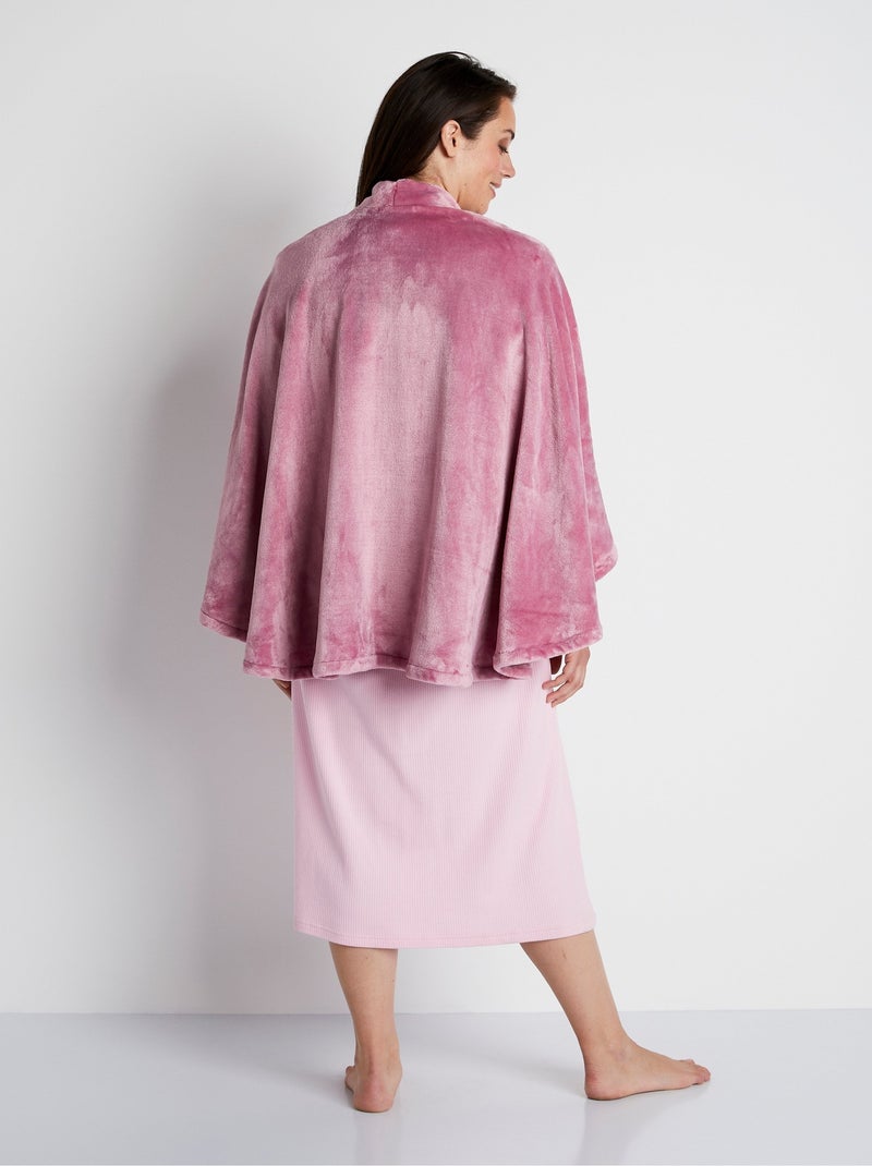Poncho de punto de felpa de borde a borde - Afibel Rosa - Kiabi