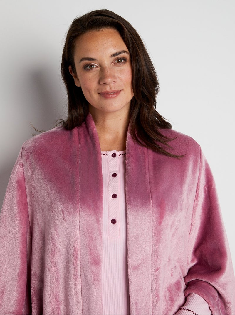 Poncho de punto de felpa de borde a borde - Afibel Rosa - Kiabi