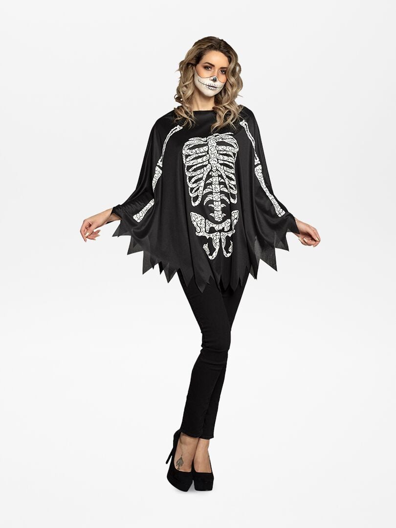 Poncho 'esqueleto' - Disfraz negro/blanco - Kiabi