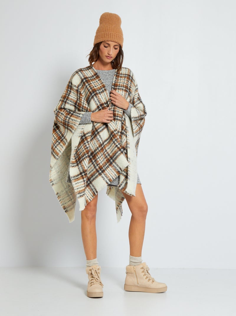Poncho grueso estilo manta MARRON - Kiabi