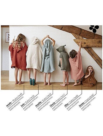 Poncho infantil con capucha - cuádruple gasa de algodón 220 g/m² – gaïa