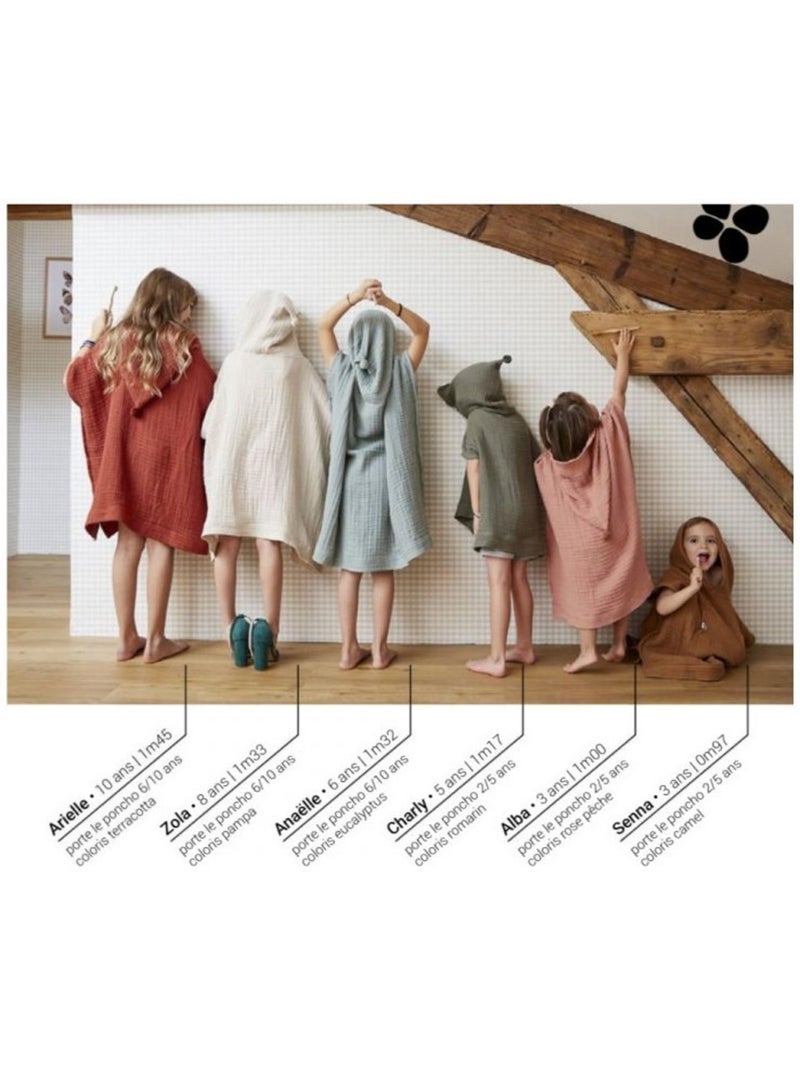 Poncho infantil con capucha - cuádruple gasa de algodón 220 g/m² – gaïa Beige Pampa - Kiabi