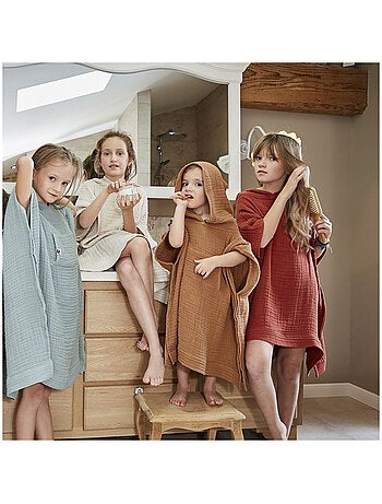 Poncho infantil con capucha - cuádruple gasa de algodón 220 g/m² – gaïa