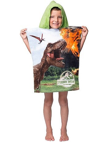 Poncho toalla de rizo con capucha algodón jurassic world dinosaurios 50 x 115
